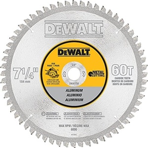 DEWALT Circular Saw Blade, 7 1/4 Inch, 60 Tooth, Aluminum Cutting (DWA7758)(60-Tooth)
