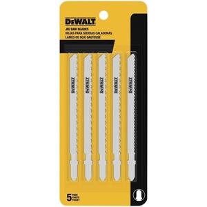 DEWALT DW3750-5 4-Inch 6 TPI Fast Wood Cut Cobalt Alloy Steel Steel T-Shank Jig Saw Blade (5-Pack)