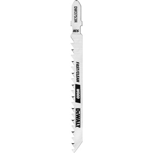 DEWALT DW3753H 4-Inch 6 TPI Fast Clean Cut Wood High Carbon Steel T-Shank Jig Saw Blade, 5-Pack(Steel)