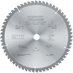DEWALT DWA7737 60 Teeth Heavy Gauge Ferrous Metal Cutting 1-Inch Arbor, 12-Inch(60-Tooth)