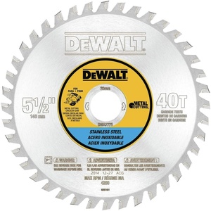 DEWALT DWA7739 80 Teeth Stainless Steel Metal Cutting 1-Inch Arbor, 12-Inch Blade(5-1/2″ / 40 Teeth)