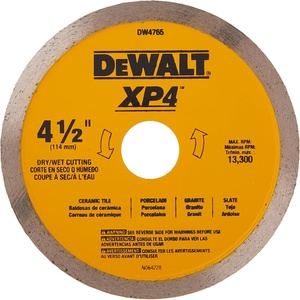 DEWALT Diamond Blade for Porcelain Tile, Wet/Dry, 4-1/2-Inch (DW4765)
