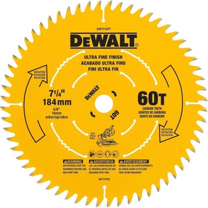 DEWALT Miter Saw Blade, Precision Trim, 7-1/4-Inch, 40-Tooth (DW7114PT)(60-Tooth)
