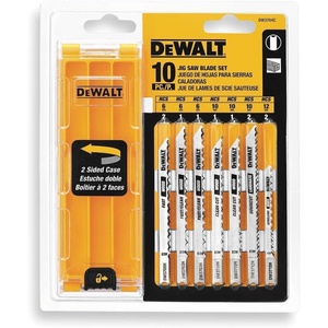 Dewalt 10-Piece Assorted U-Shank Jig Saw Blade Set with Case, Silver (DW3744C)