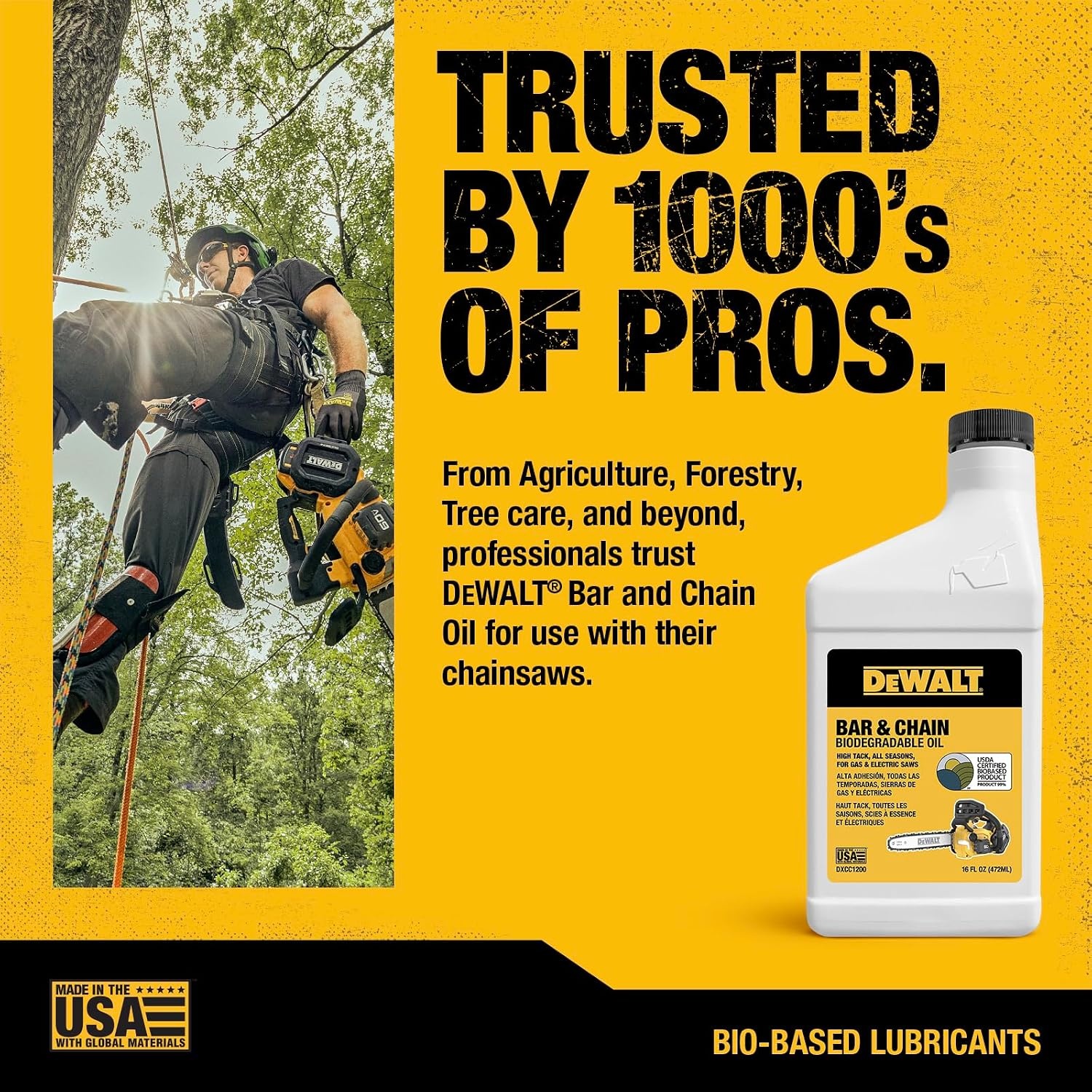 image:imageDEWALT Biodegradable Bar amp Chain Oil Green EcoFriendly NonToxic Professional Bar amp Chainsaw Lubricant Ultraclean AllSeason Oil for Gas Electric Saw and Pole Saw 32 oz Case of 1216 oz