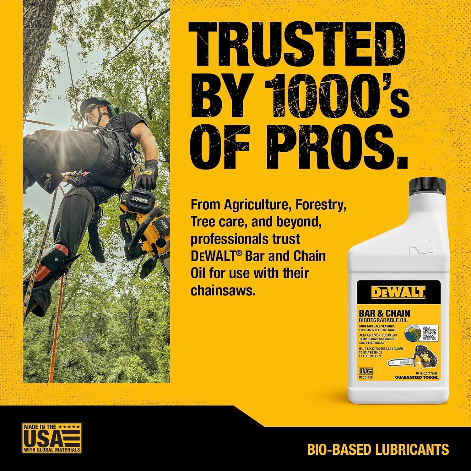 image:imageDEWALT Biodegradable Bar amp Chain Oil Green EcoFriendly NonToxic Professional Bar amp Chainsaw Lubricant Ultraclean AllSeason Oil for Gas Electric Saw and Pole Saw 32 oz Case of 1216 oz Case of 24