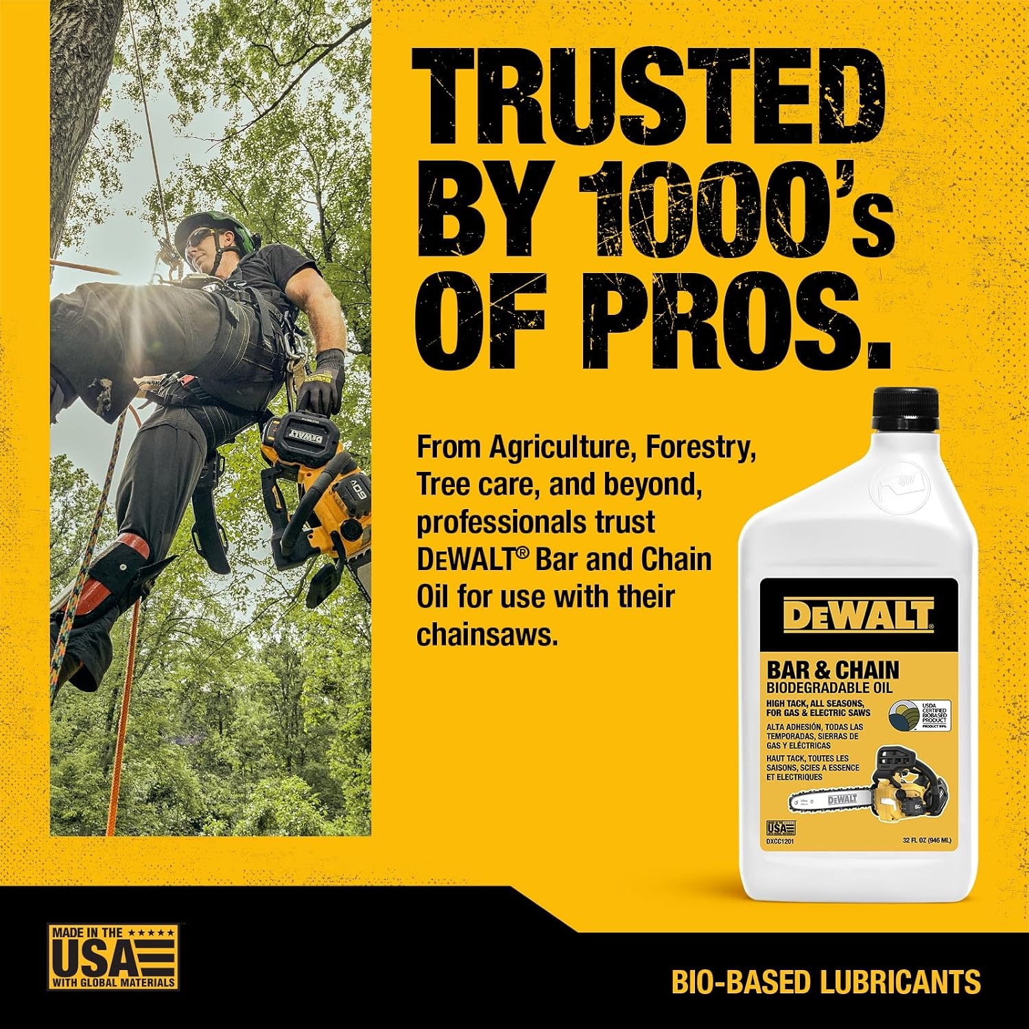 image:imageDEWALT Biodegradable Bar amp Chain Oil Green EcoFriendly NonToxic Professional Bar amp Chainsaw Lubricant Ultraclean AllSeason Oil for Gas Electric Saw and Pole Saw 32 oz Case of 1232 oz Case of 12