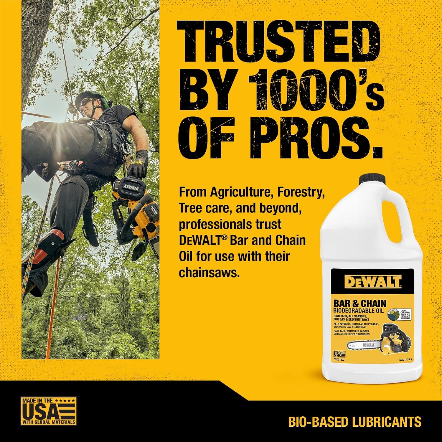 image:imageDEWALT Biodegradable Bar amp Chain Oil Green EcoFriendly NonToxic Professional Bar amp Chainsaw Lubricant Ultraclean AllSeason Oil for Gas Electric Saw and Pole Saw 32 oz Case of 121 Gallon
