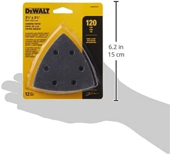 image:imageDEWALT DWASPTRI12 Hook and Loop Triangle 120 Grit Sandpaper 12Pack Black120G 12Pack