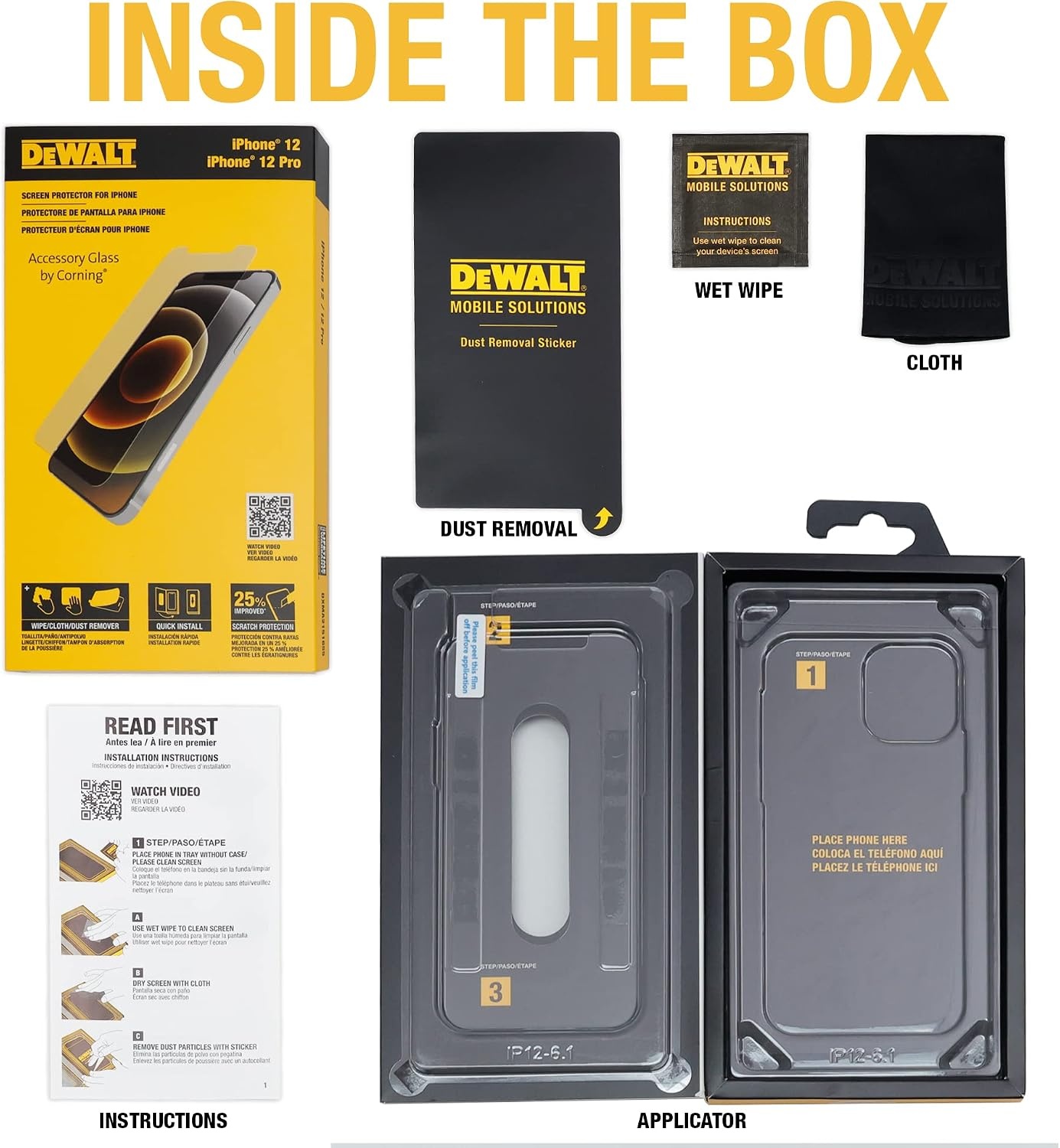 image:imageDEWALT Glass Screen Protector for iPhone 12iPhone 12 Pro Apple Compatible Tempered Glass Screen Protector Screen Protection for iPhone 1212 ProiPhone 1212 Pro
