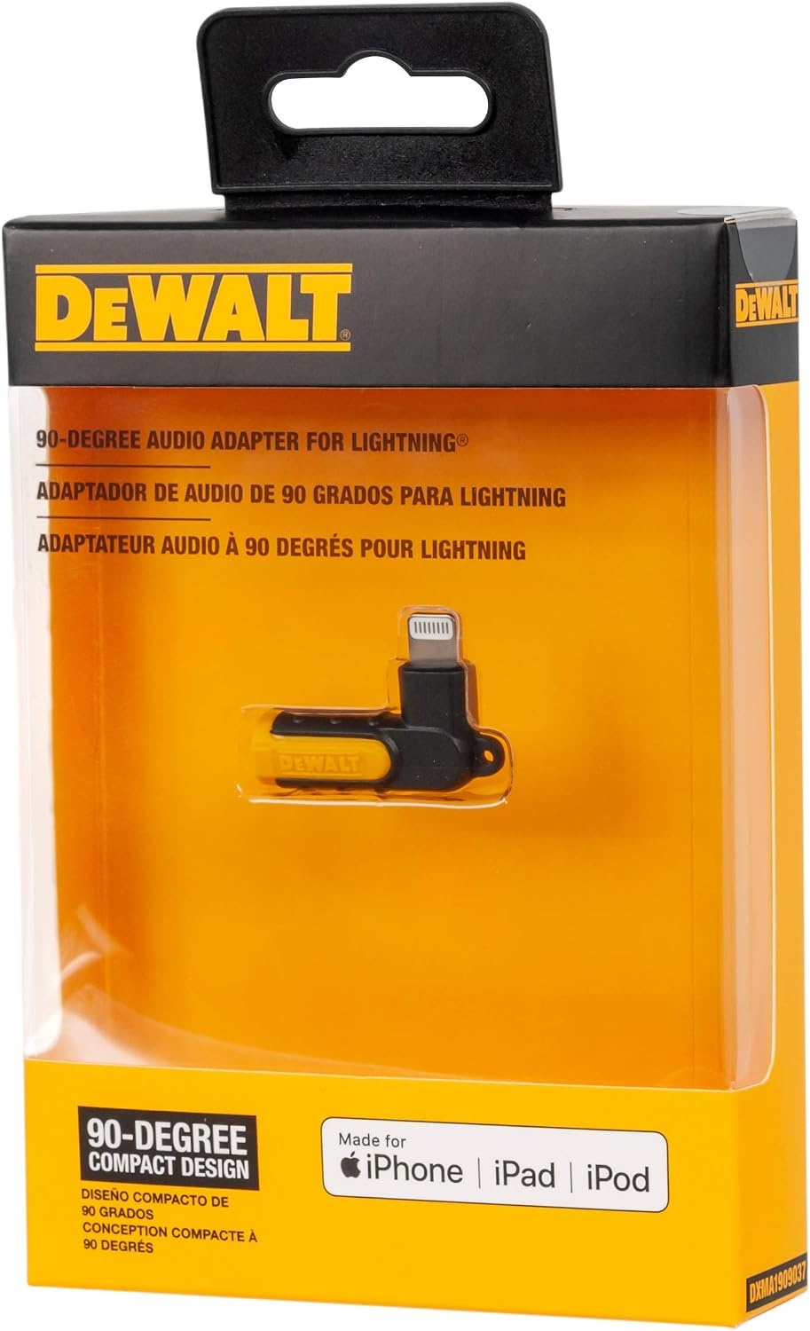 image:imageDEWALT Heavy Duty 35mm to Lightning Adapter 90Degree L Connector Female to 35mm Male Headphone Jack Adapter for iPhone Compatible Lightning to 35 mm Headphone Jack Adapters Adapts Legacy Devices