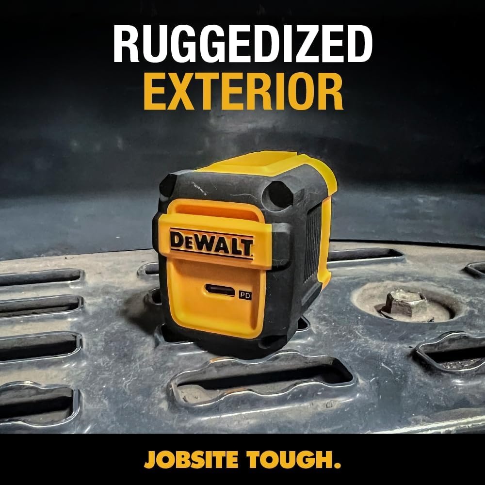 image:imageDEWALT Heavy Duty 495W Dual USB amp USB C Charger Block Cable Not Included USBC Power Adapter 2 Port Compact Foldable Fast Wall Charger for iPhone 17161514 Galaxy Pixel 43 iPad Black amp YellowBlack Yellow