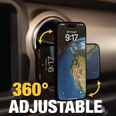 image:imageDEWALT Heavy Duty Magnetic Phone Holder for Car Universal Air Vent Magnetic Car Phone Holder Reinforced Automobile Mount for Mobile Devices and Mini Tablets Incl Metal Plates for NonMagSafe Devices