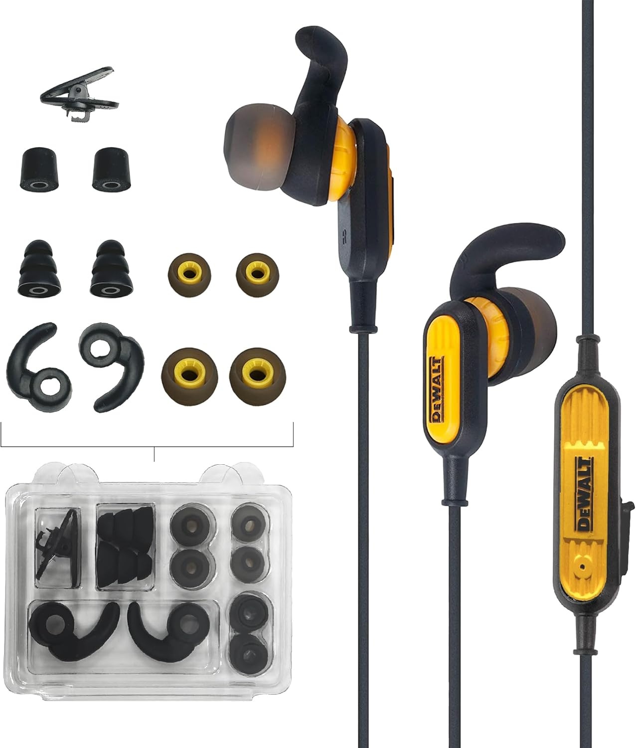 image:imageDEWALT Heavy Duty Neckband Bluetooth Earbuds Wireless Bluetooth 52 Headphones wMicrophone Lightweight Comfort IP56 Waterproof Deep Bass Strong Beat 20H Playtime Jobsite BehindNeck EarphonesYellow1