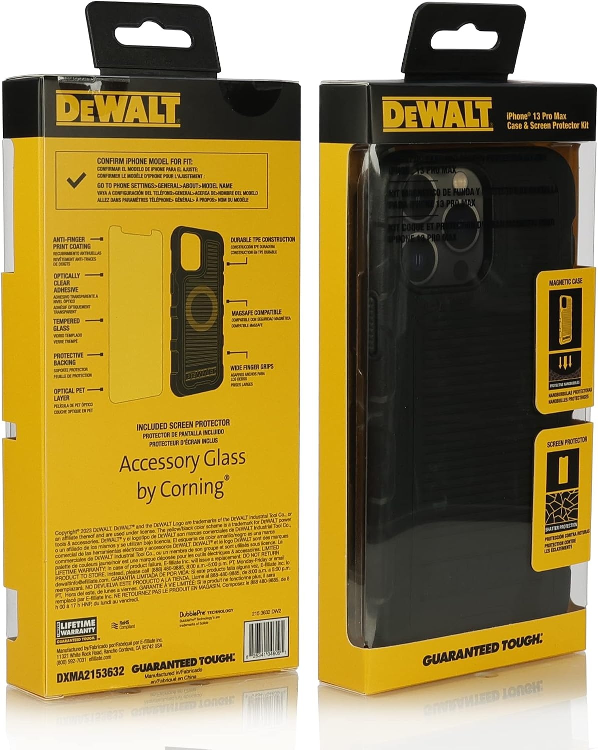 image:imageDEWALT Heavy Duty Phone CaseScreen Protector Kit Magnetic Case for iPhone 13 Pro Max Tempered Glass Screen Protector Included MagSafe Compatible Protective Impact amp Scratch Resistant BlackiPhone 13 Pro Max