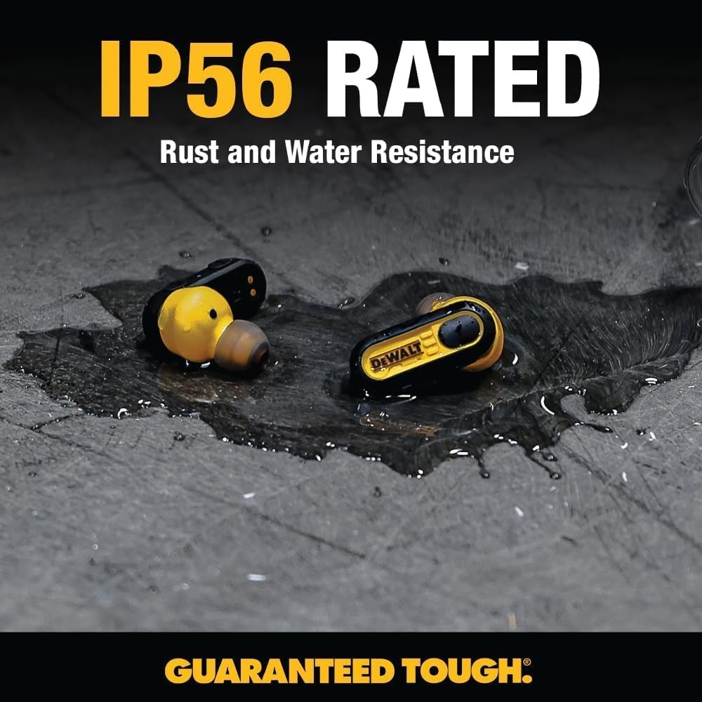 image:imageDEWALT Heavy Duty True Wireless Ear Buds Bluetooth Headphones with Type C Charging Case Included Over 37 Hours of Battery Life Easy Setup for iPhone Perfect for Jobsite Outdoor Work YellowBlack