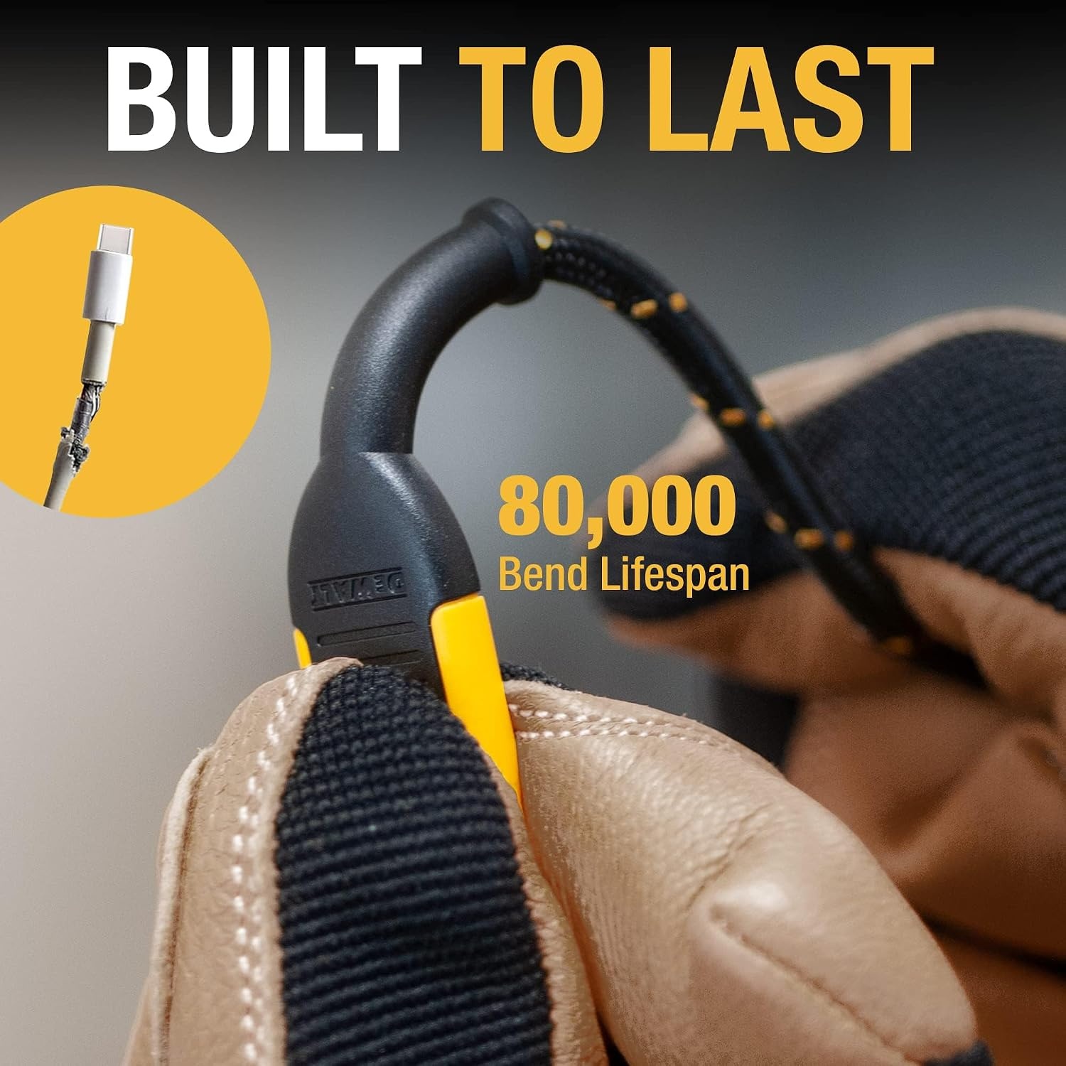 image:imageDEWALT Heavy Duty USB C Cable Jobsite 60 Watt USB C Cable High Speed TypeC to TypeC Fast Charge PD USBC Fast Charging Cord for iPhone 1615 Plus Pro Max MacBook iPad Samsung Galaxy 6 ftYellowBlack
