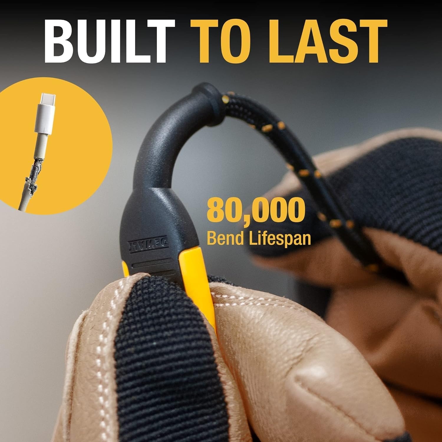 image:imageDEWALT Heavy Duty USB C Cable Jobsite 60 Watt USB C Cable High Speed TypeC to TypeC Fast Charge PD USBC Fast Charging Cord for iPhone 1615 Plus Pro Max MacBook iPad Samsung Galaxy 6 ftYellowBlack