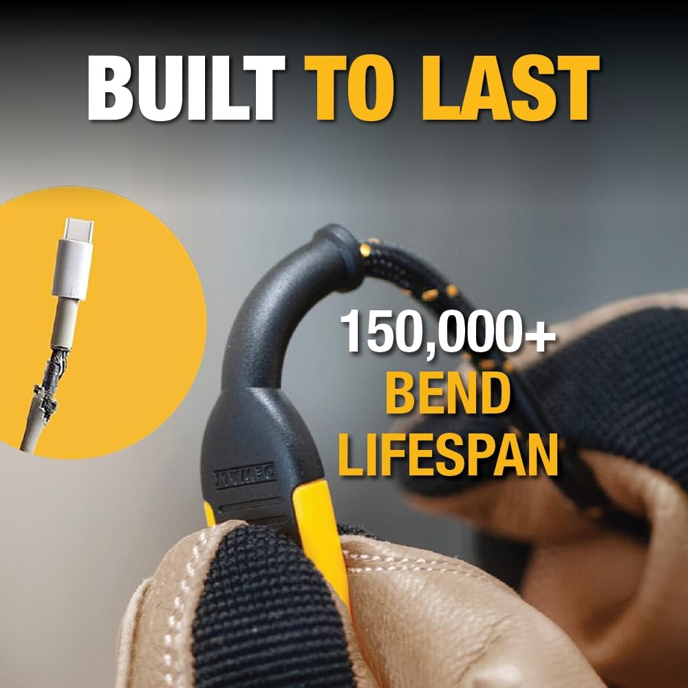 image:imageDEWALT Heavy Duty USB to Lightning Cable Apple MFiCertified Durable iPhone Charger Lightning Cables Fast Charging iPhone Charger Cord Compatible wiPhones 14131211 Pro Max iPad AirPods 4FT6 Foot