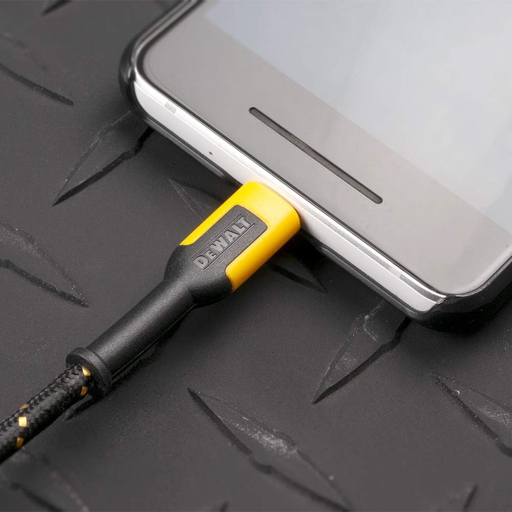 image:imageDEWALT Heavy Duty USB to MicroUSB Cable Jobsite Micro USB Connector Cable High Speed Charging Cord for Compatible Android Phones Cameras Legacy Devices 10 ft Black10 Foot
