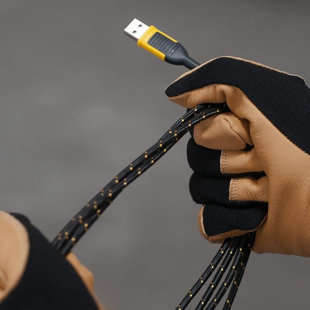 image:imageDEWALT Heavy Duty USB to MicroUSB Cable Jobsite Micro USB Connector Cable High Speed Charging Cord for Compatible Android Phones Cameras Legacy Devices 10 ft Black10 Foot