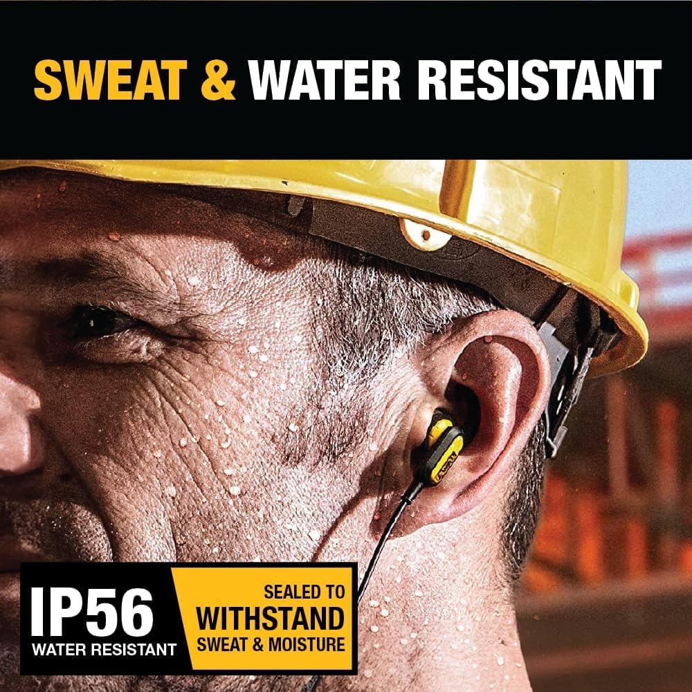 image:imageDEWALT Heavy Duty Wired Earphones with Microphone Jobsite Earbuds Wired 35mm WaterResistant 35mm Earbuds with Mic Connected Headphones for Outdoor WorkUSB C Headphones