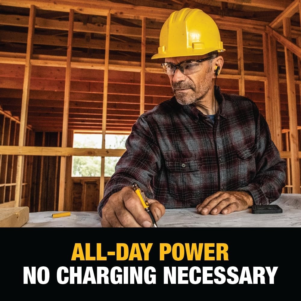 image:imageDEWALT Heavy Duty Wired Earphones with Microphone Jobsite Earbuds Wired 35mm WaterResistant 35mm Earbuds with Mic Connected Headphones for Outdoor Work355mm Headphones