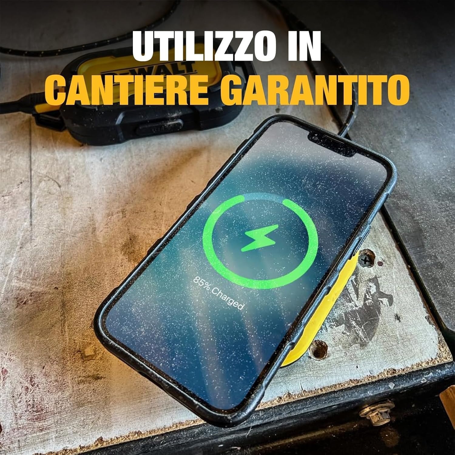 image:imageDEWALT Heavy Duty Wireless Charger 10W Max Fast Wireless Charging Pad Compatible with iPhone 17161514131211X8 Pro Max Plus Samsung Galaxy S22S21 AirPods Type C CableAC Adapter Included
