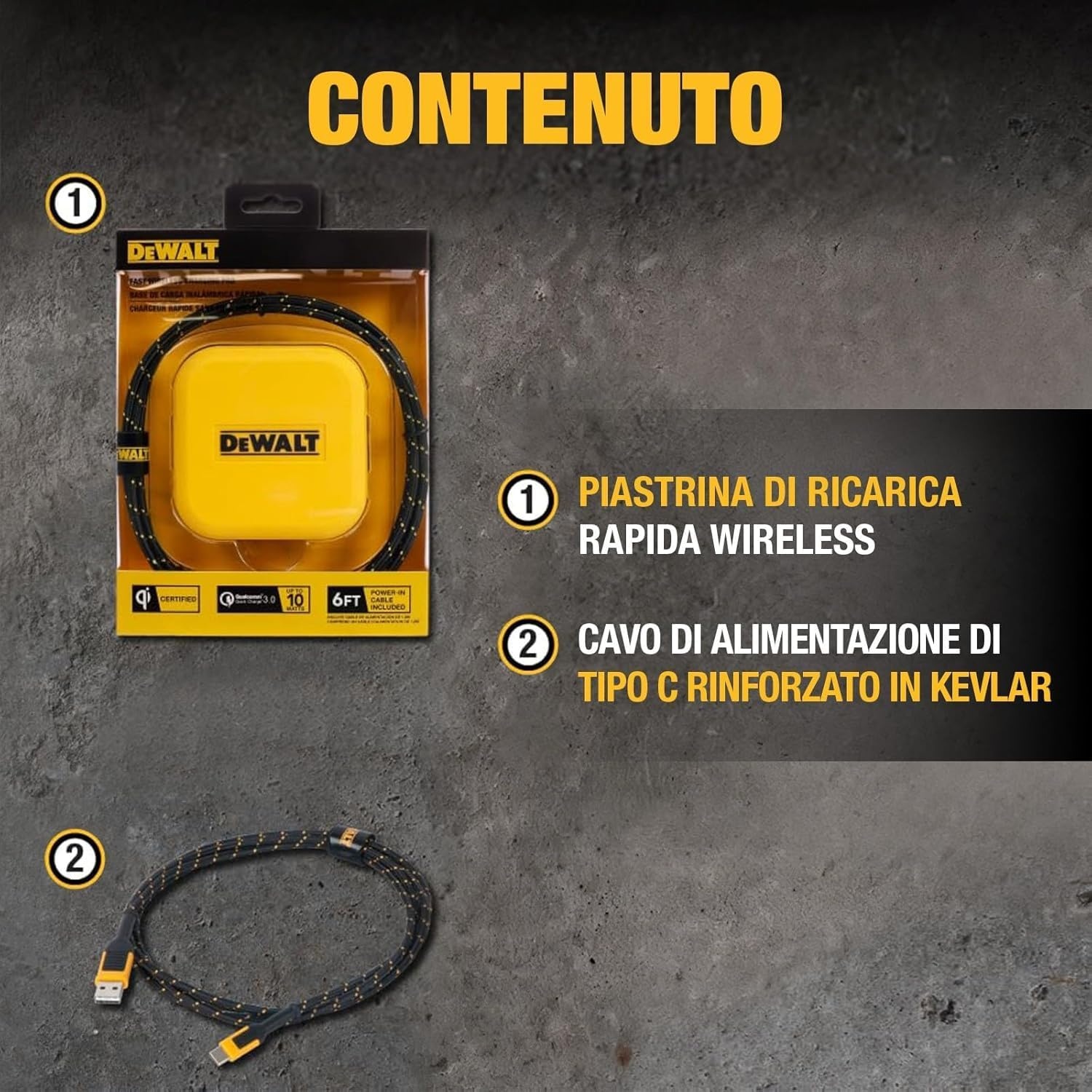 image:imageDEWALT Heavy Duty Wireless Charger 10W Max Fast Wireless Charging Pad Compatible with iPhone 17161514131211X8 Pro Max Plus Samsung Galaxy S22S21 AirPods Type C CableAC Adapter Included