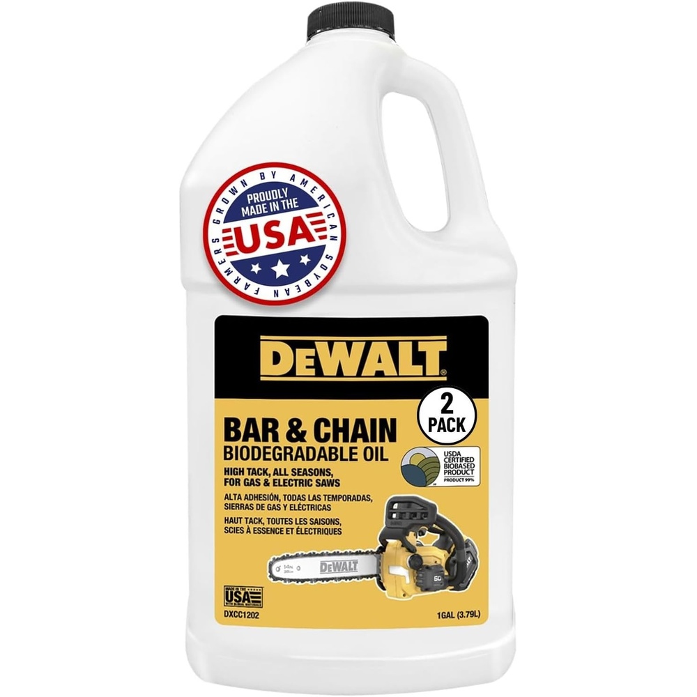 image:imageDEWALT Biodegradable Bar amp Chain Oil Green EcoFriendly NonToxic Professional Bar amp Chainsaw Lubricant Ultraclean AllSeason Oil for Gas Electric Saw and Pole Saw 32 oz Case of 121 Gallon Case of 2