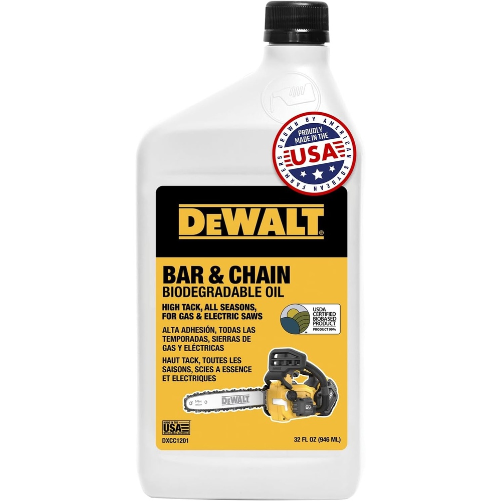 image:imageDEWALT Biodegradable Bar amp Chain Oil Green EcoFriendly NonToxic Professional Bar amp Chainsaw Lubricant Ultraclean AllSeason Oil for Gas Electric Saw and Pole Saw 32 oz Case of 1232 oz