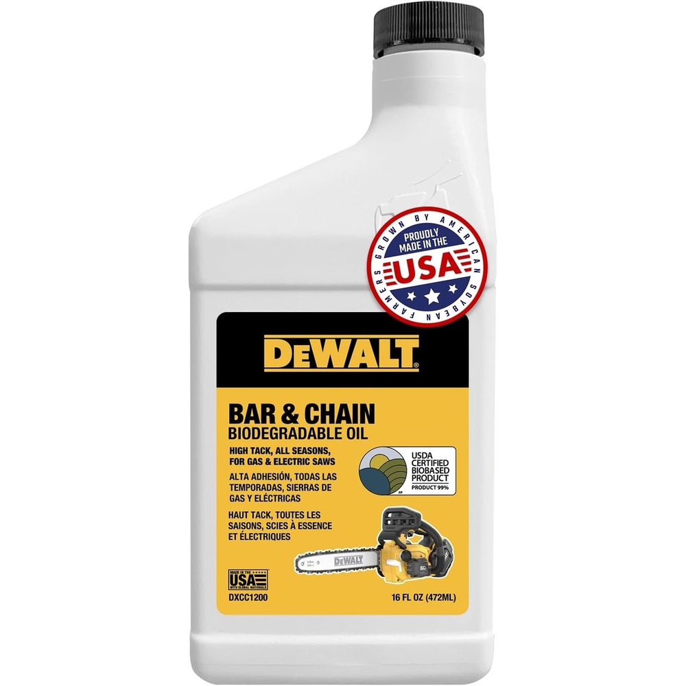image:imageDEWALT Biodegradable Bar amp Chain Oil Green EcoFriendly NonToxic Professional Bar amp Chainsaw Lubricant Ultraclean AllSeason Oil for Gas Electric Saw and Pole Saw 32 oz Case of 1216 oz