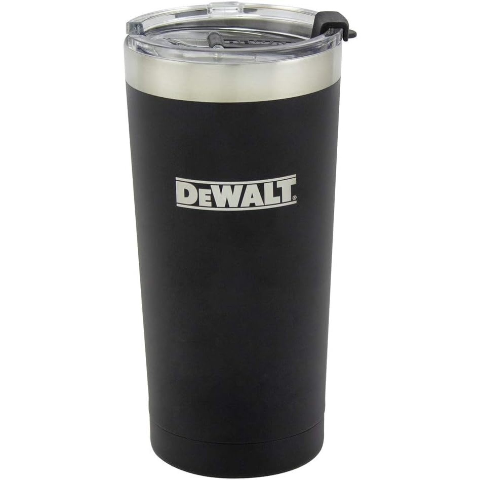 image:imageDEWALT 20 Ounce Stainless Steel Vacuum Insulated Tumbler Black 188 Stainless Steel Construction DualWall Vacuum Insulation For Hot and Cold Drinks Clear BPAFree FlipTop Lid20 Ounces Pack of 12