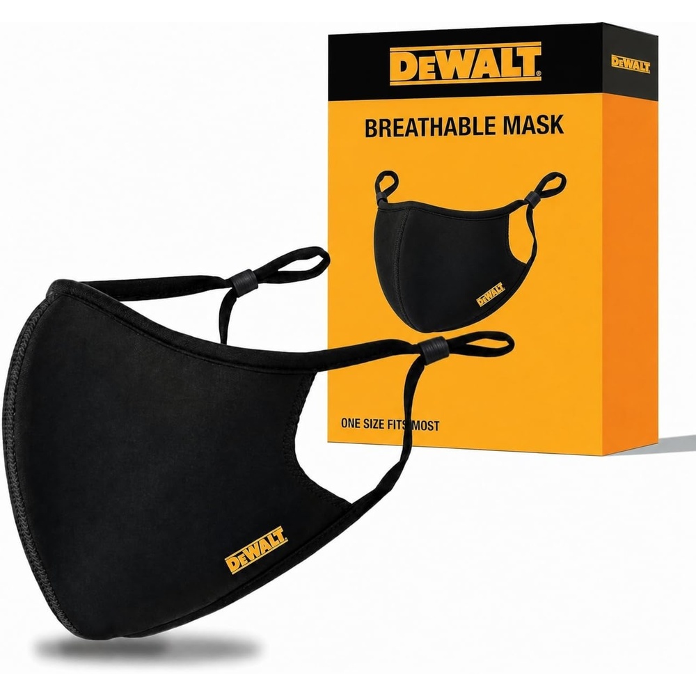 image:imageDEWALT Cooling Black Face Masks Adjustable Fit amp Neck Strap Breathable Reusable Moisture Wicking Nose Wire amp Ear Adjusters