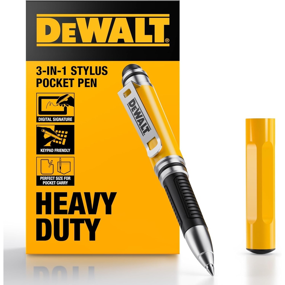 image:imageDEWALT Heavy Duty 3in1 Mini Stylus Pocket Pen Tablet Pens for iPad EDC Touch Screen Pens Ballpoint wTouchscreen Tip Keypad Tip Compatible iPhone Stylus Pen Extra Ink Cartridge