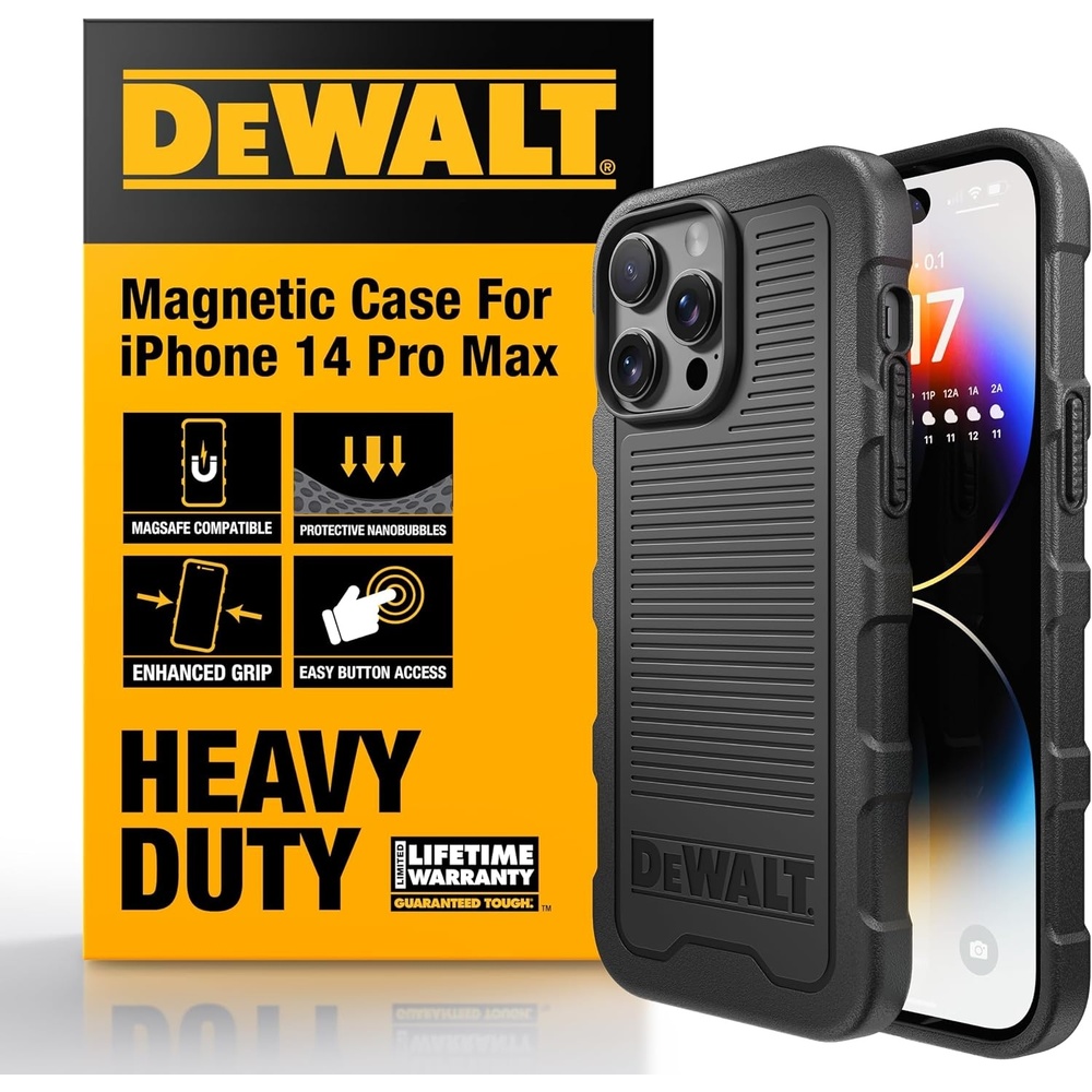 image:imageDEWALT Heavy Duty Strong Magnetic for iPhone 14 Pro Case Fits MagSafe Drop Resistant Impact Protective Back Cover Shockproof Slim Fit for iPhone 14 Pro Phone Case Matte BlackiPhone 14 Pro Max