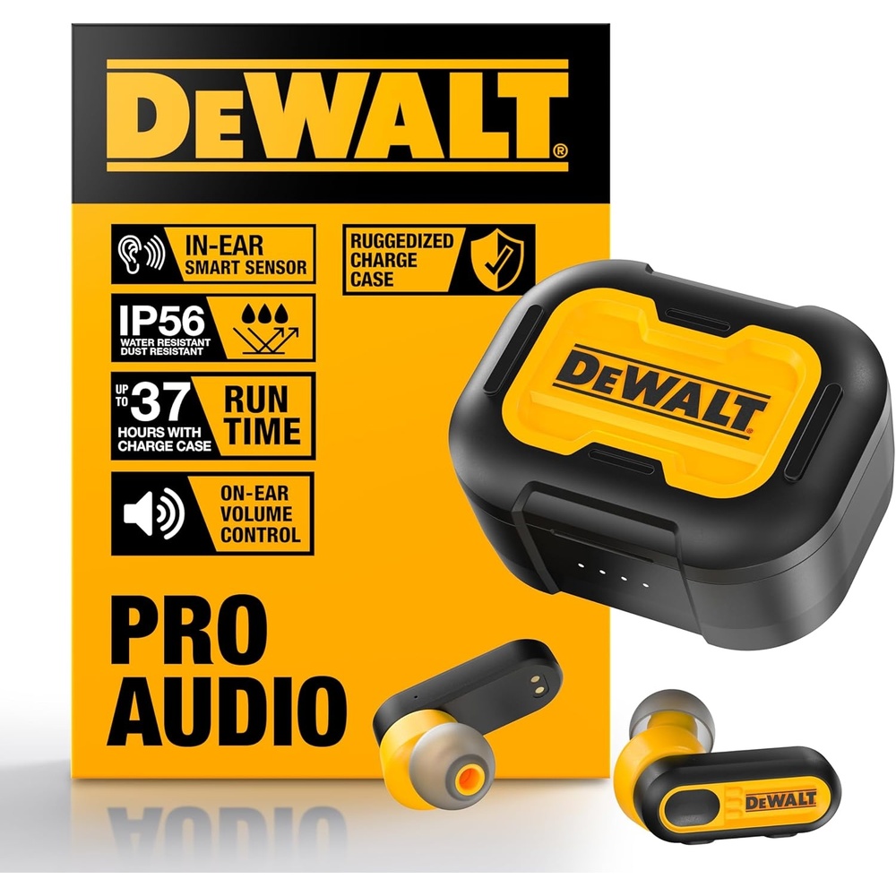 image:imageDEWALT Heavy Duty True Wireless Ear Buds Bluetooth Headphones with Type C Charging Case Included Over 37 Hours of Battery Life Easy Setup for iPhone Perfect for Jobsite Outdoor Work YellowYellow