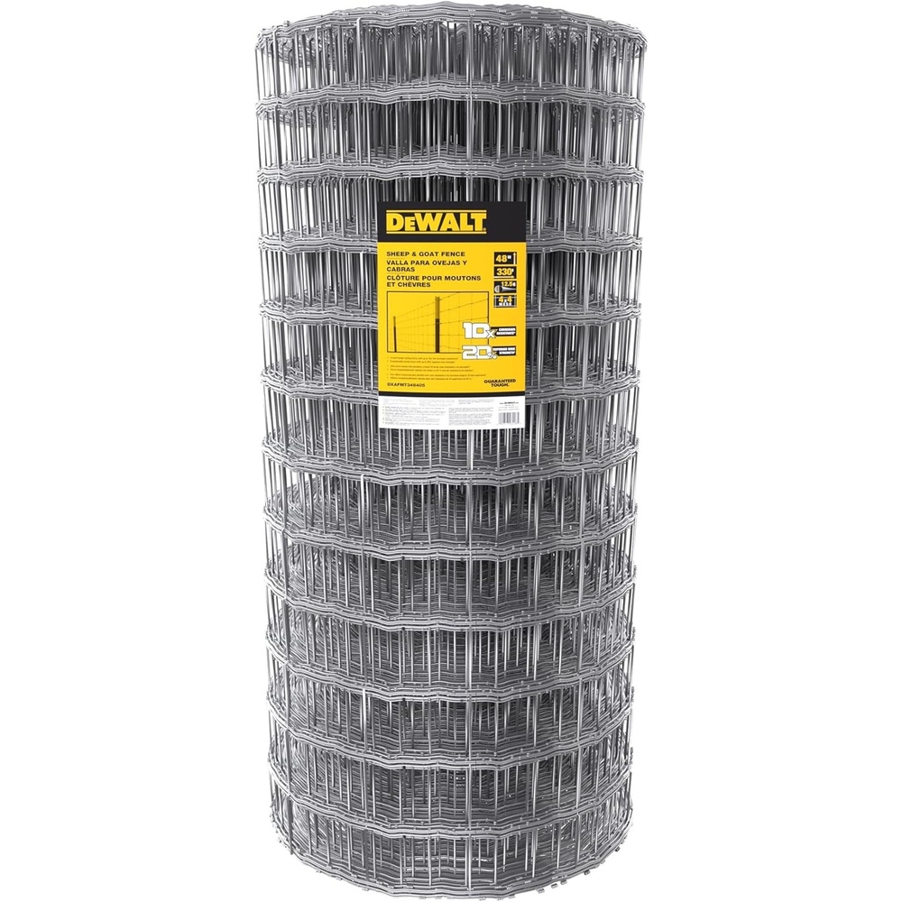 image:imageDeWALT 4 in x 4 in Mesh Welded Wire Fence 48 in x 330 ft 125Gauge Galvanized Steel for Sheep and Goat Enclosures Pasture Fencing Farm and Property Protection48 in x 330 ft