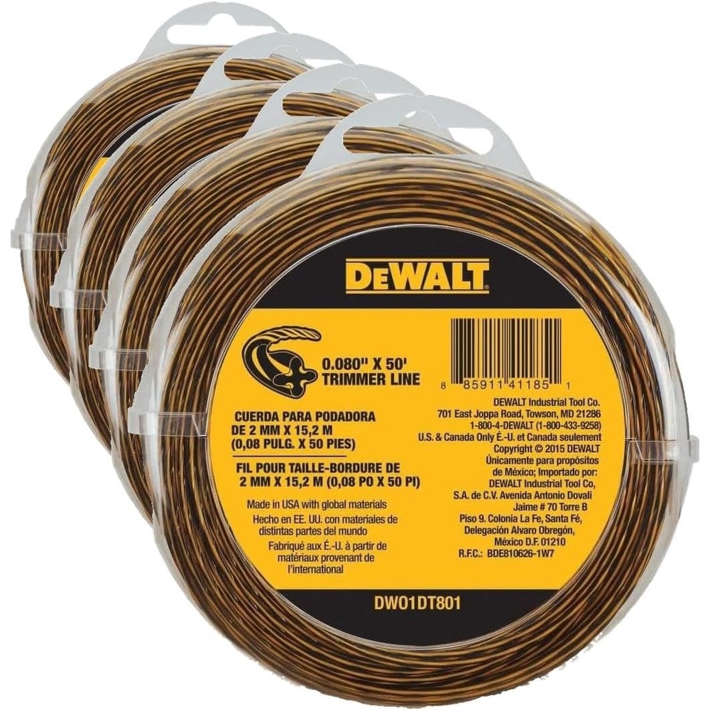 image:imageDewalt Trimmer LINE 080X225FT DWO1DT80250Feet by 0080Inch Pack of 4