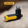 DEWALT Heavy Duty 3.5mm to Lightning Adapter, 90Degree L Connector Female to 3.5mm Male Headphone Jack Adapter for iPhone, Compatible Lightning to 3.5 mm Headphone Jack Adapters, Adapts Legacy Devices