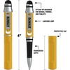 DEWALT Heavy Duty 3-in-1 Mini Stylus Pocket Pen, Tablet Pens for iPad, EDC Touch Screen Pens, Ballpoint w/Touchscreen Tip, Keypad Tip, Compatible iPhone Stylus Pen, Extra Ink Cartridge