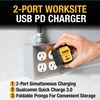DEWALT Heavy Duty 49.5W Dual USB & USB C Charger Block (Cable Not Included), USBC Power Adapter, 2 Port Compact Foldable Fast Wall Charger for iPhone 17/16/15/14 Galaxy Pixel 4/3 iPad – Black & Yellow(Black)