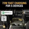 DEWALT Heavy Duty 72W 5 Port USB Car Charger Multiport, iPhone 17 Multi USB Car Charger, Fast Charge PD & QC3.0 Cigarette Lighter Adapter w/ 6FT Cable, Type C Front/Back Charging for Multiple Devices