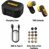 DEWALT Heavy Duty True Wireless Ear Buds, Bluetooth Headphones with Type C Charging Case Included, Over 37 Hours of Battery Life, Easy Setup for iPhone, Perfect for Jobsite, Outdoor Work, Yellow(Black)