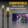 DEWALT Heavy Duty USB to USB C Cable, Jobsite Type C Cable, High Speed USBA to Type-C, Fast Charge USBC Fast Charging Cord for iPhone 17/16/15 Pro Max MacBook iPad Samsung Galaxy, 6ft (USB2.0, Black)(Yellow/Black)