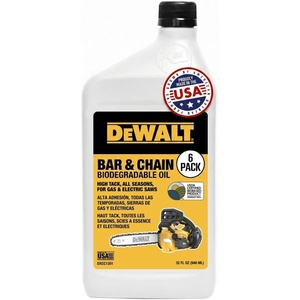 DEWALT – Biodegradable Bar & Chain Oil – Green, Eco-Friendly, Non-Toxic Professional Bar & Chainsaw Lubricant – Ultraclean All-Season Oil for Gas, Electric Saw, and Pole Saw, 32 oz (Case of 12)(32 oz (Case of 6))