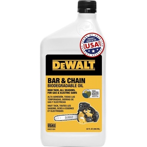 DEWALT – Biodegradable Bar & Chain Oil – Green, Eco-Friendly, Non-Toxic Professional Bar & Chainsaw Lubricant – Ultraclean All-Season Oil for Gas, Electric Saw, and Pole Saw, 32 oz (Case of 12)(32 oz)