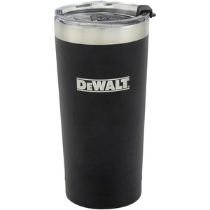 DEWALT 20 Ounce Stainless Steel Vacuum Insulated Tumbler, Black | 18/8 Stainless Steel Construction, Dual‑Wall Vacuum Insulation For Hot and Cold Drinks, Clear BPA‑Free Flip‑Top Lid(20 Ounces)