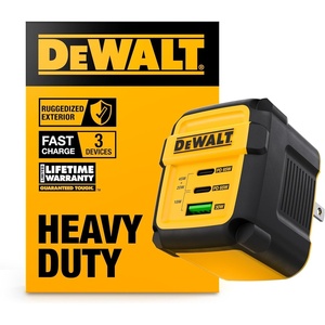 DEWALT Heavy Duty 49.5W Dual USB & USB C Charger Block (Cable Not Included), USBC Power Adapter, 2 Port Compact Foldable Fast Wall Charger for iPhone 17/16/15/14 Galaxy Pixel 4/3 iPad – Black & Yellow(Yellow)