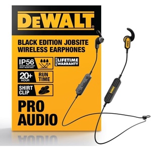 DEWALT Heavy Duty Neckband Bluetooth Earbuds, Wireless Bluetooth 5.2 Headphones w/Microphone, Lightweight Comfort, IP56 Waterproof, Deep Bass Strong Beat, 20H Playtime, Jobsite Behind-Neck Earphones(Black)